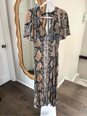 AFRM / Snakeskin Low V Keyhole Back Dress